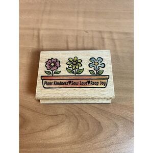 Flower Pot Wood Rubber Stamp Flower Spring Plant Leaf